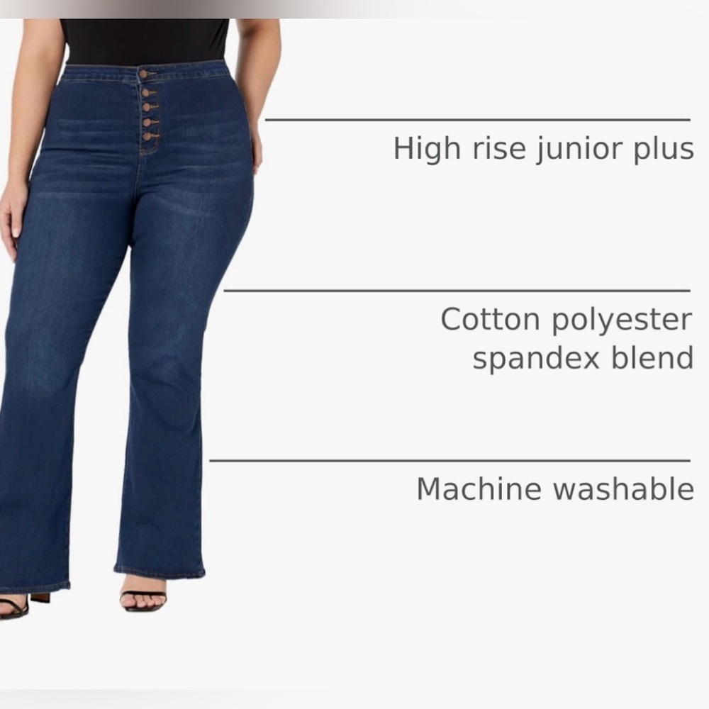 Dollhouse Women Dark Wash Juniors Curvy Flare Jeans - Picture 2 of 3